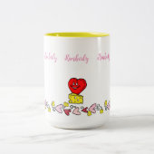 Koffiethee-Mokken, muizenkaas-liefdesharten Tweekleurige Koffiemok (Center)