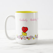 Koffiethee-Mokken, muizenkaas-liefdesharten Tweekleurige Koffiemok (Links)