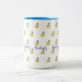 Koffiethee-Mokken, muizenkaas-liefdeskussens, twee Tweekleurige Koffiemok (Center)