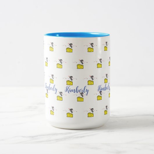 Koffiethee-Mokken, muizenkaas-liefdeskussens, twee Tweekleurige Koffiemok (Center)