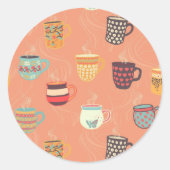  Koffiethee-Mokken Ronde Sticker (Voorkant)