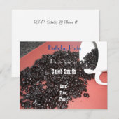 Koffiethema Birthday-uitnodiging Kaart (Voorkant / Achterkant)