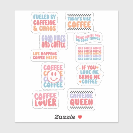 Koffiethema citeert retroesthetisch sticker (Vel)