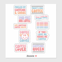 Koffiethema citeert retroesthetisch sticker