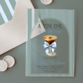 Koffiethema Espresso Martini Blue Bow Baby shower Acryl Uitnodigingen