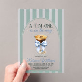 Koffiethema Espresso Martini Blue Bow Baby shower Acryl Uitnodigingen (Insitu (Draagbaar))