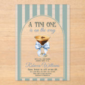 Koffiethema Espresso Martini Blue Bow Baby shower Acryl Uitnodigingen (Voorkant)