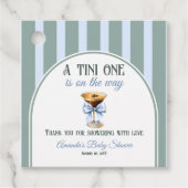 Koffiethema Espresso Martini Blue Bow Baby shower Bedankjes Labels (Voorkant)