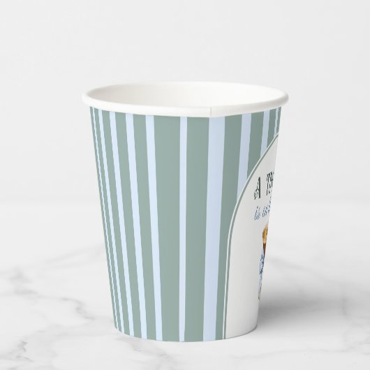 Koffiethema Espresso Martini Blue Bow Baby shower Papieren Bekers (Rechts)