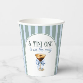 Koffiethema Espresso Martini Blue Bow Baby shower Papieren Bekers
