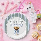 Koffiethema Espresso Martini Blue Bow Baby shower Papieren Bordje (Feest)