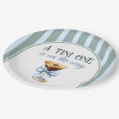 Koffiethema Espresso Martini Blue Bow Baby shower Papieren Bordje (Gekanteld)