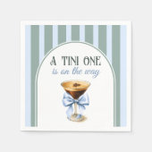 Koffiethema Espresso Martini Blue Bow Baby shower Servet (Voorkant)