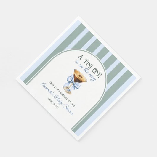 Koffiethema Espresso Martini Blue Bow Baby shower Servet (Hoek)