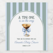 Koffiethema Espresso Martini Blue Bow Baby shower Wijn Etiket (Enkel label)