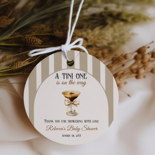 Koffiethema Espresso Martini Bow Baby shower Bedankjes Labels