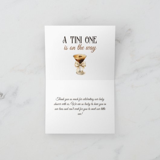 Koffiethema Espresso Martini Bow Baby shower Bedankkaart (Binnen)