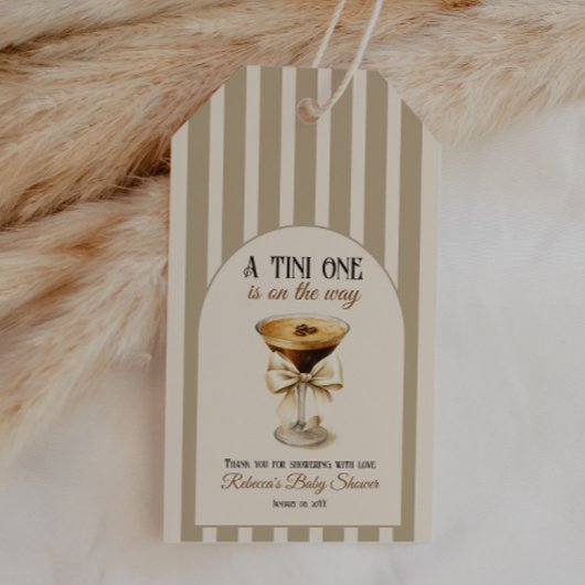 Koffiethema Espresso Martini Bow Baby shower Cadeaulabel