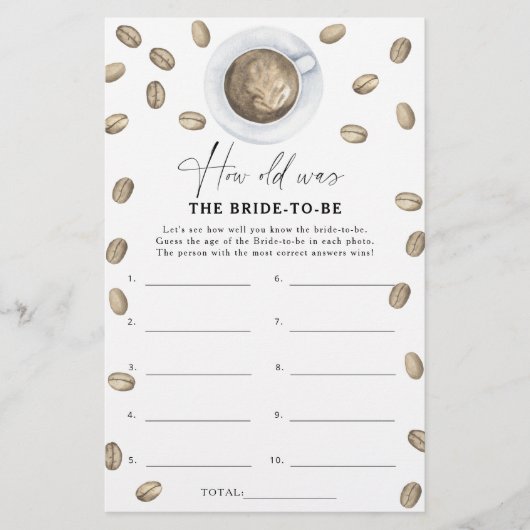 Koffiethema Hoe oud was de bruid om te spelen? (Voorkant)