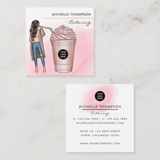 Koffiethema Visitekaartje voor voedselcatering (Voorkant / Achterkant)