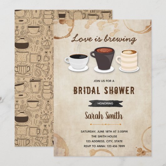 Koffiethemakaartuitnodiging Kaart (Voorkant / Achterkant)