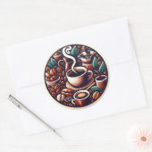 Koffieticker Ronde Sticker (Envelop)