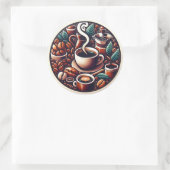 Koffieticker Ronde Sticker (Tas)