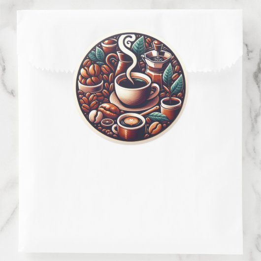 Koffieticker Ronde Sticker (Tas)
