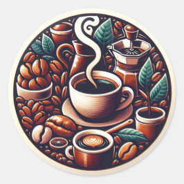 Koffieticker Ronde Sticker