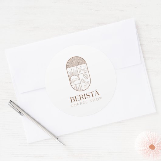 Koffieticker Ronde Sticker (Envelop)