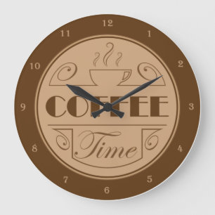 Koffietijd Acrylwandklok Grote Klok