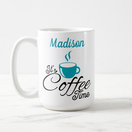 Koffietijd-Aqua-ontwerp Koffiemok (Links)