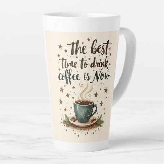 Koffietijd begint nu latte mok (Rechterhoek)