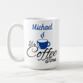Koffietijd blauw ontwerp koffiemok (Links)