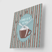 Koffietijd blauwe strepe klok (Hoek)