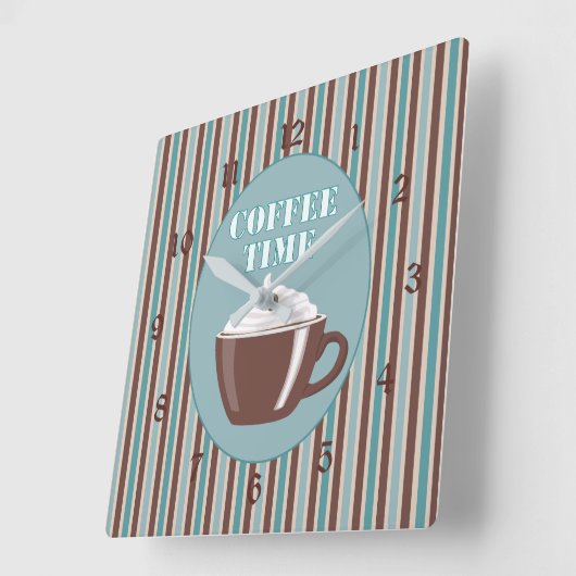 Koffietijd blauwe strepe klok (Hoek)