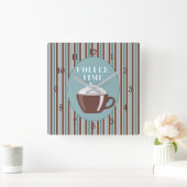 Koffietijd blauwe strepe klok (Huis)