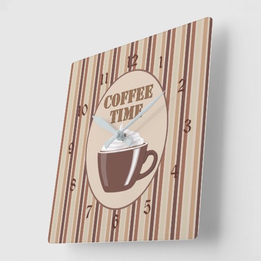 Koffietijd bruine strepe klok (Hoek)