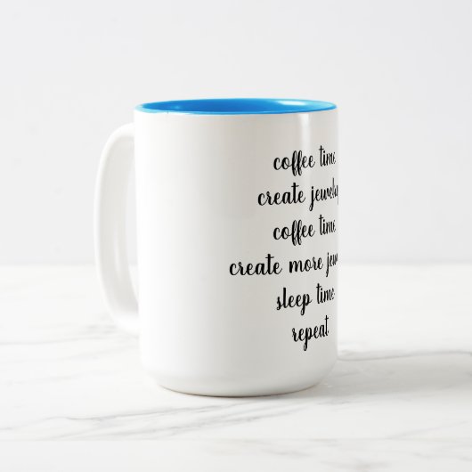 Koffietijd, Creëer juwelen, juwelenontwerper Tweekleurige Koffiemok (Voorkant links)
