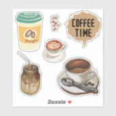 Koffietijd Cute brown afbeelding Sticker (Vel)