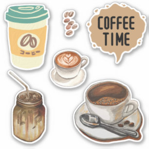 Koffietijd Cute brown afbeelding Sticker