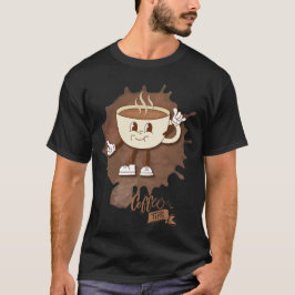 Koffietijd – Cute Glimlachende Kop met Stoom T-shirt