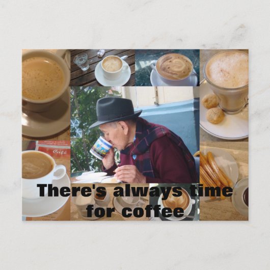 Koffietijd, er is altijd tijd voor koffie briefkaart (Voorkant)