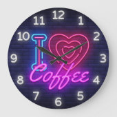 Koffietijd Faux Neon Wall klok (Voorkant)