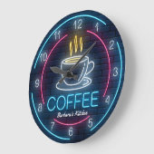 Koffietijd Faux Neon  wandklok (Hoek)