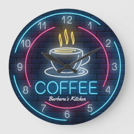 Koffietijd Faux Neon  wandklok