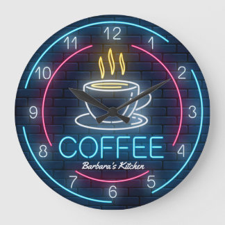 Koffietijd Faux Neon wandklok