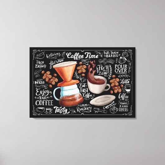 Koffietijd geborsteld vers breid canvas afdruk (Voorkant)