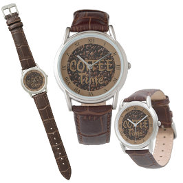 Koffietijd gebrande bonen bruin horloge