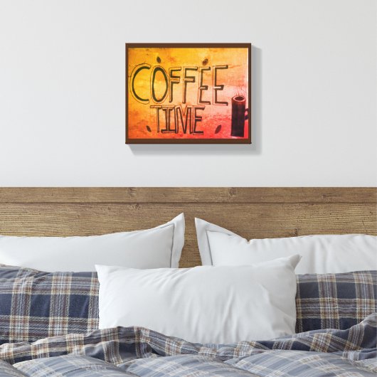 Koffietijd Hout Wall Art Canvas Afdruk (Insitu (Slaapkamer))